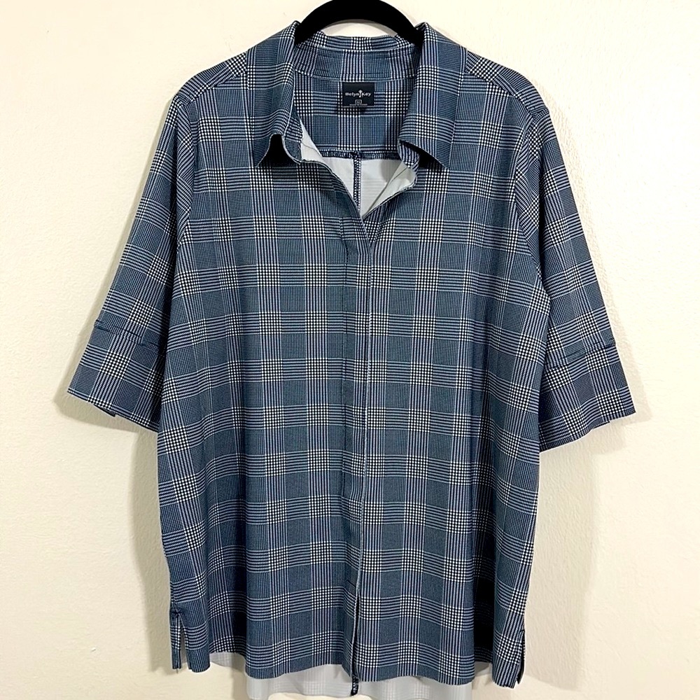 Belyn Key Keystone Check Golf Polo. Size XL